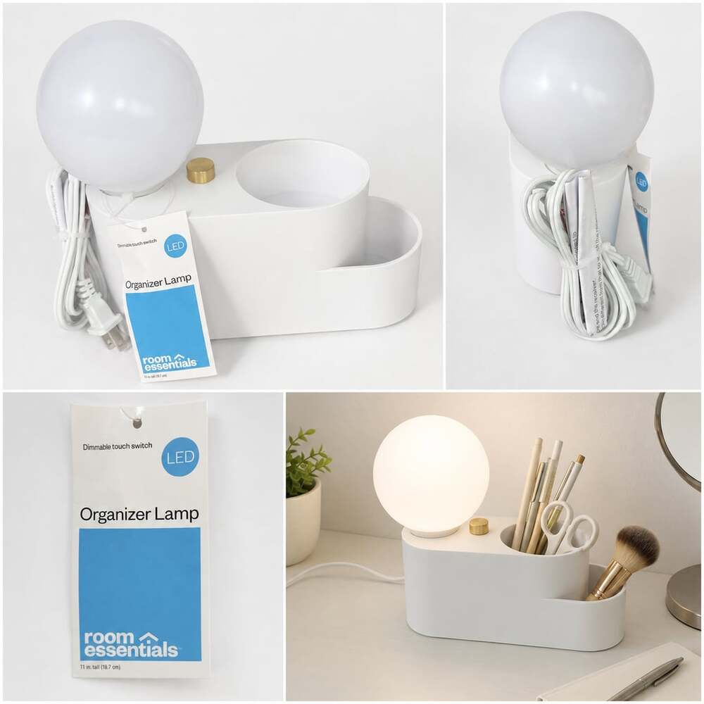Room Essentials Orb Shade Organizer Novelty Table Lamp White